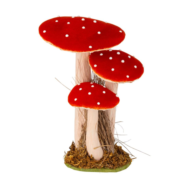 Mushroom Table Piece - Red Velvet w/ White Dots & Paper Stem - 10"