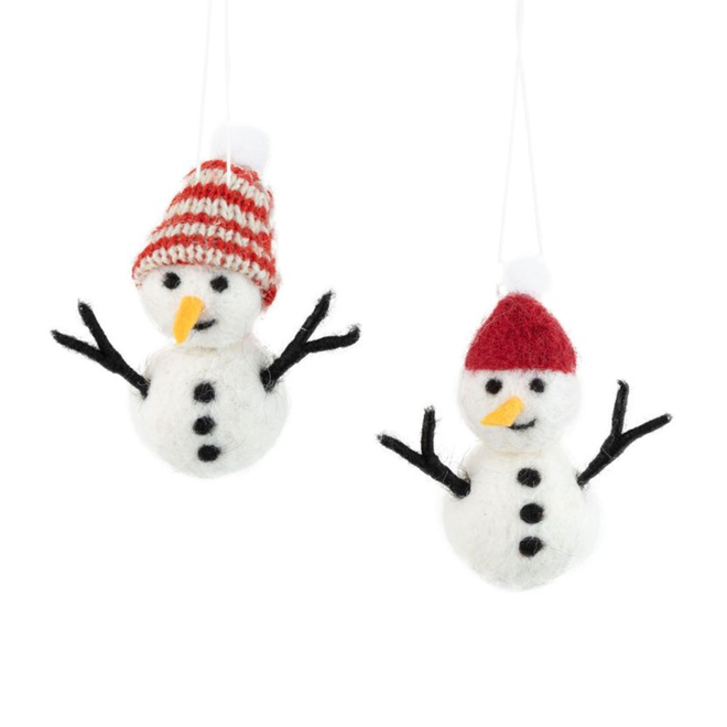 Christmas Ornament - Assorted Felt Snowman w/ Hat