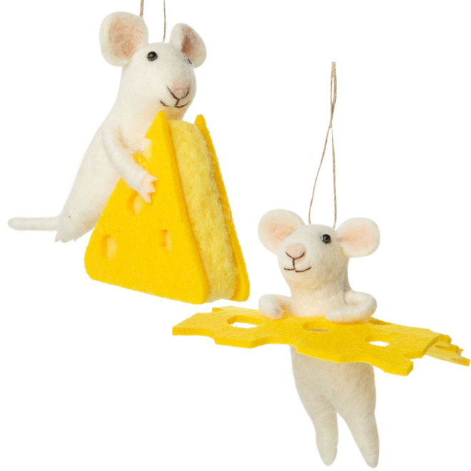 Christmas Ornament - Assorted Felt Mouse Who Got the Cheese