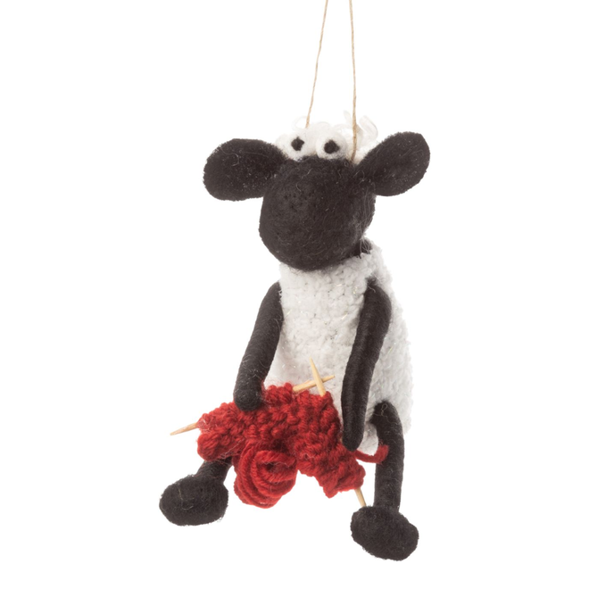 Christmas Ornament - Felt Black Sheep, Knitting