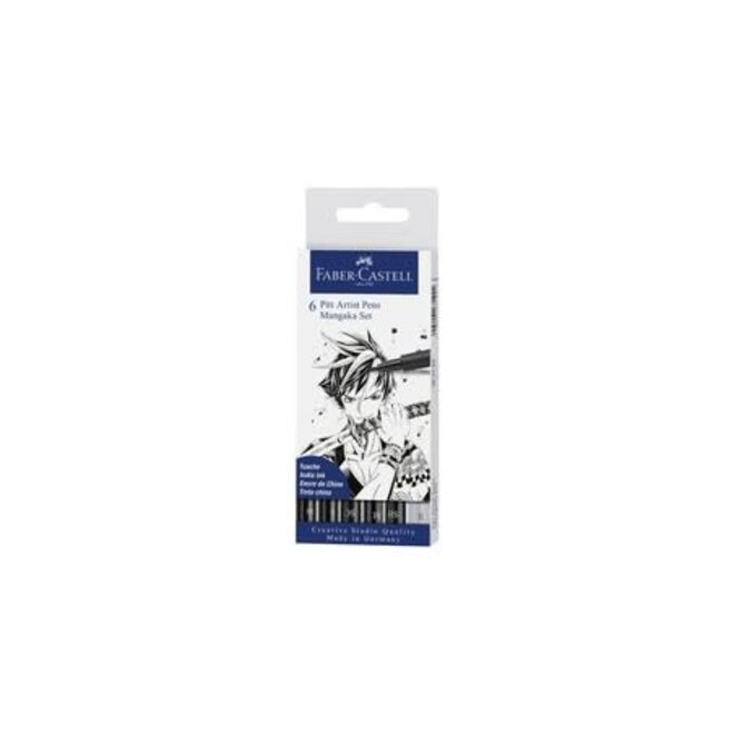 Faber Castell 6 Pitt Artist Pens Mangaka Set - India Ink