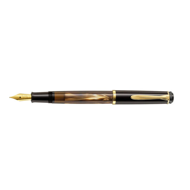 Pelikan Fountain Pen: Classic M200 Brown Marble 24kt Plated Steel - Medium Nib