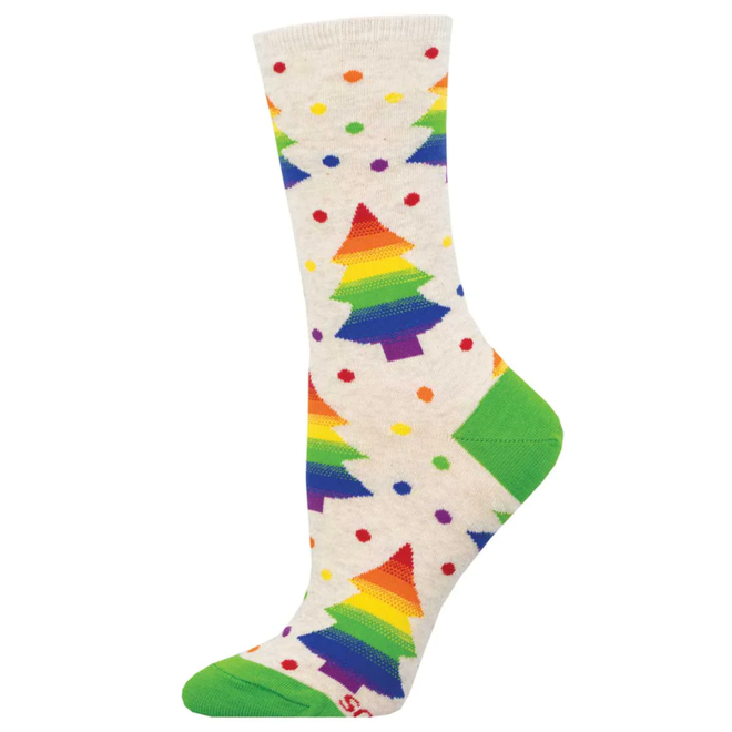 Socksmith Crew Socks - Holiday Pride, Ivory Heather - Size 9-11