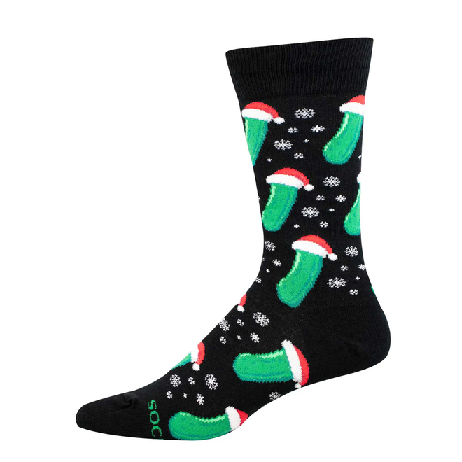 Socksmith Crew Socks - Christmas Pickle, Black - Size 10-13