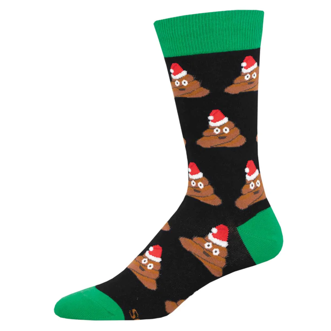 Socksmith Crew Socks - Jolly Poo, Black - Size 10-13