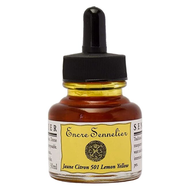 Encre Sennelier Ink  1.05 fl. oz, 30ml - 501 - Lemon Yellow