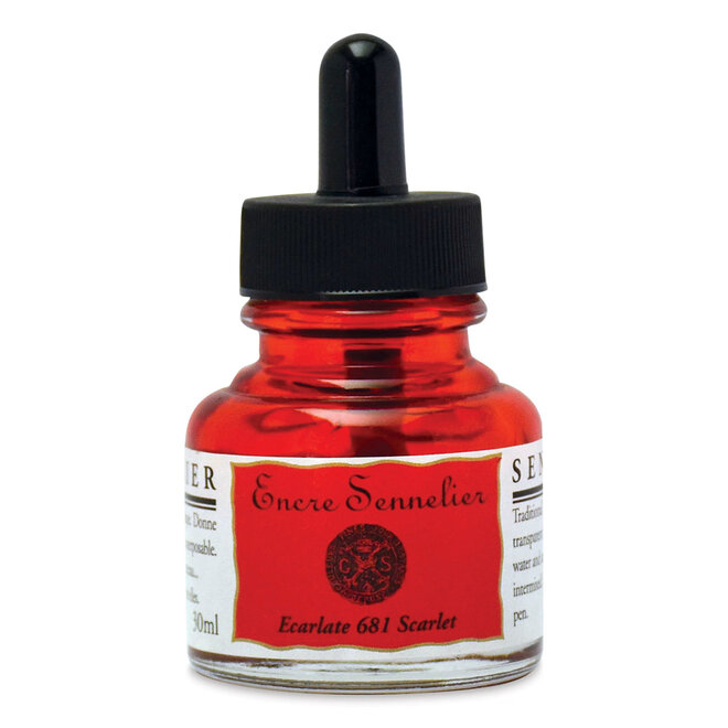 Encre Sennelier Ink  1.05 fl. oz, 30ml - 681 - Scarlet