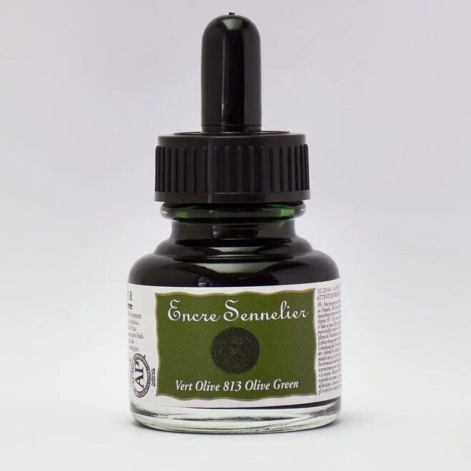 Encre Sennelier Ink  1.05 fl. oz, 30ml - 813 - Olive Green