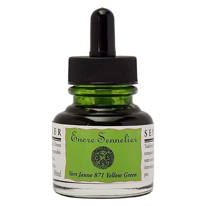 Encre Sennelier Ink  1.05 fl. oz, 30ml - 871 - Yellow Green