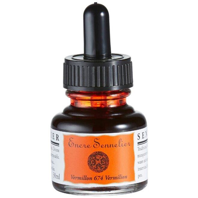Encre Sennelier Ink  1.05 fl. oz, 30ml - 674 - Vermillion