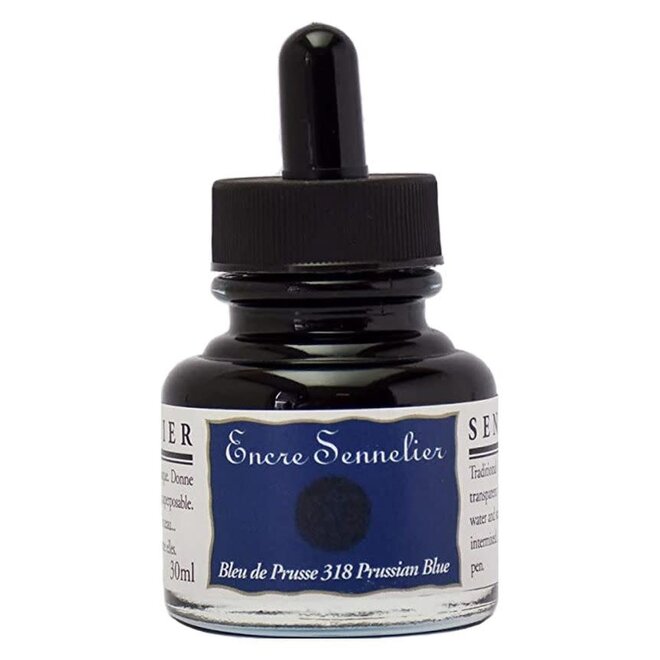 Encre Sennelier Ink  1.05 fl. oz, 30ml - 318 - Prussian Blue