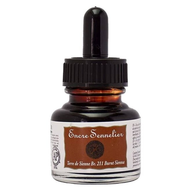 Encre Sennelier Ink  1.05 fl. oz, 30ml - 211 - Burnt Sienna