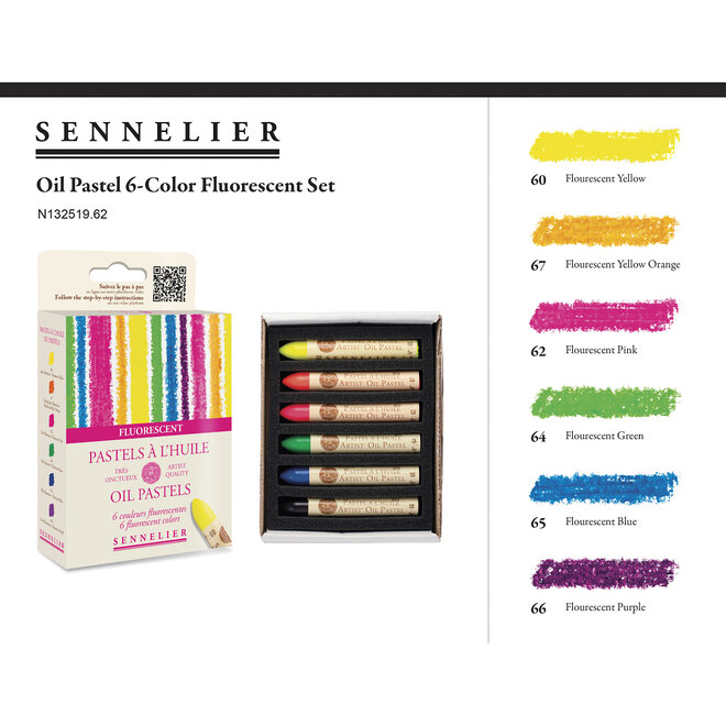 Sennelier Artist Oil Pastel - 6 Colour Sampler: Fluorescent