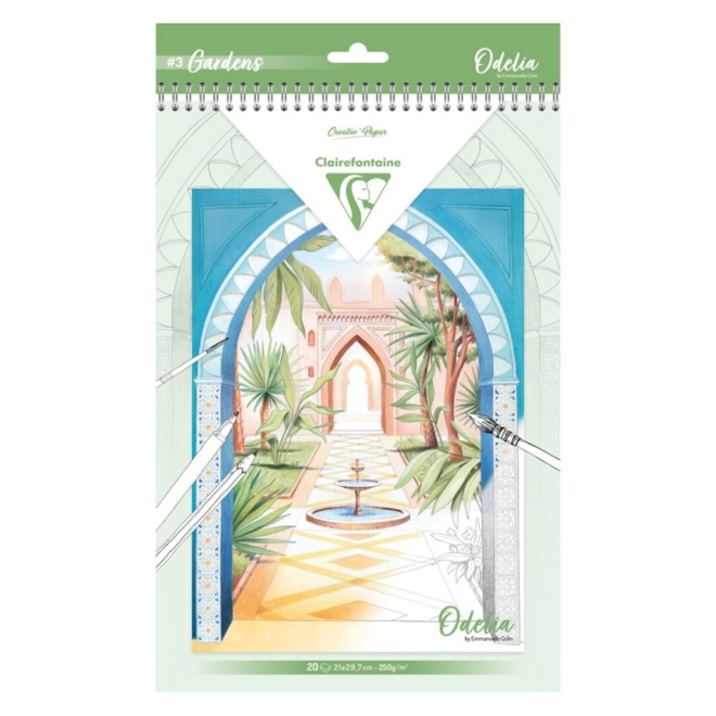 Odelia Mixed Media Colouring Pad - 21x29.7cm, 250g, 20 Sheets - Gardens