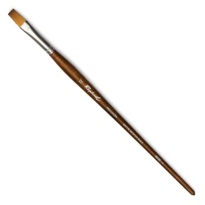 Raphael Precision Synthetic Sable Brush - Long Handle - Flat 12