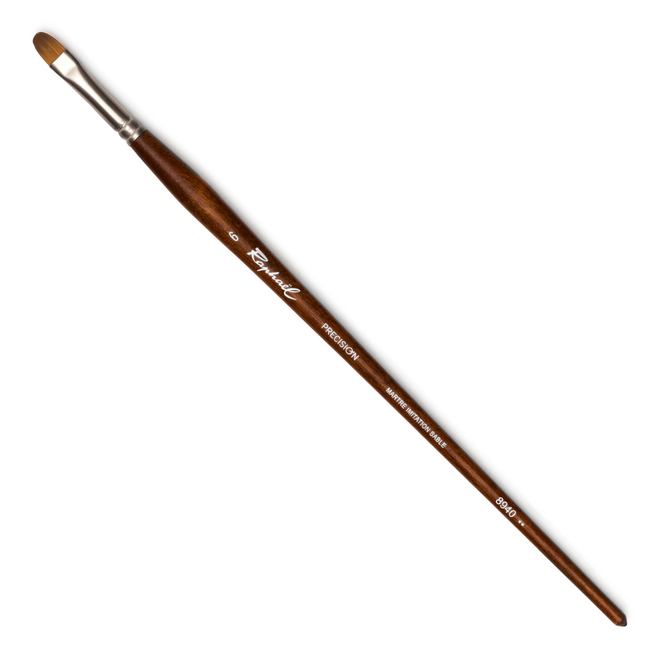 Raphael Precision Synthetic Sable Brush - Long Handle - Filbert 6