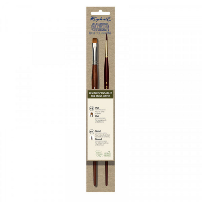 Raphael Acrylic Essentials Brush Set: The Must Haves - 8 Flat & 4 Round