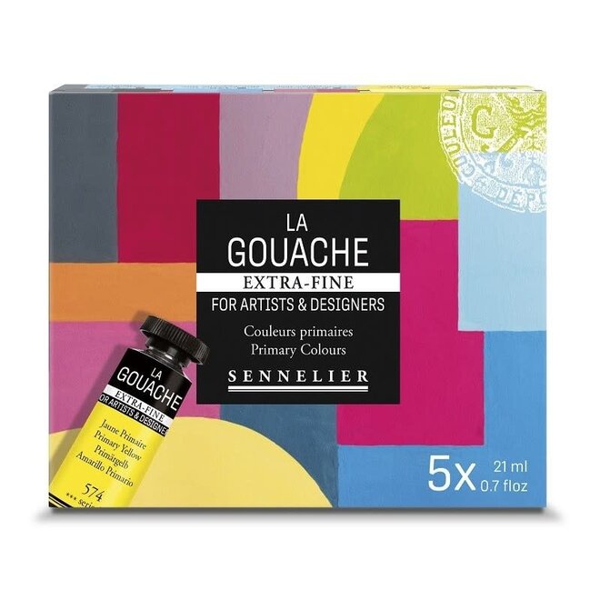 Sennelier Extra-Fine Artist's Gouache: Primary Colours - 5 tubes 21 ml , 0.7 fl oz