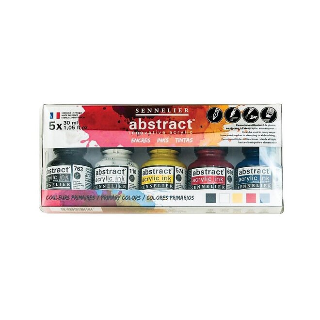 Sennelier Abstract Acrylic Ink Set, 5-Color Primary Set