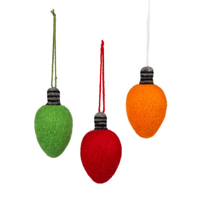 Christmas Ornament - Assorted Felt Light Bulb (Ships in a Random Colour)