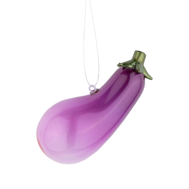 Christmas Ornament - Translucent Glass Eggplant