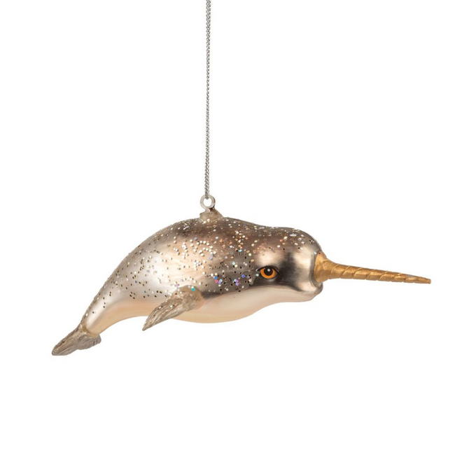 Christmas Ornament - Glass Narwhal