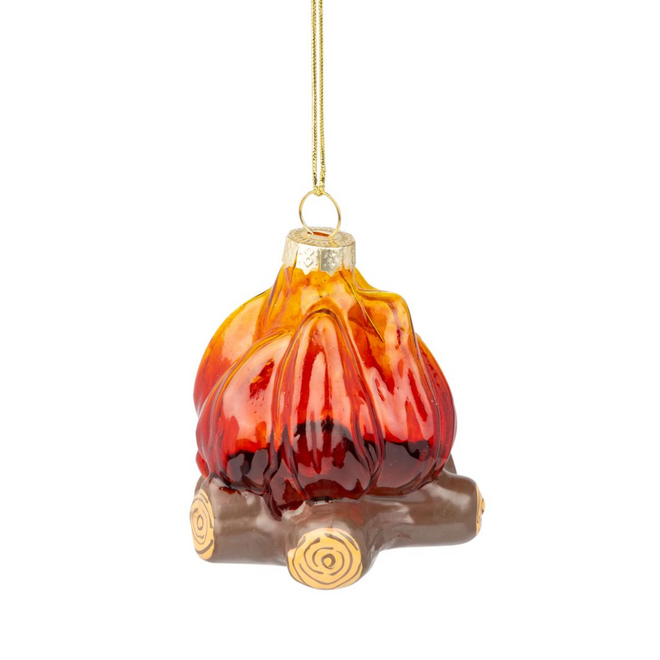 Christmas Ornament - Glass Flame on Log