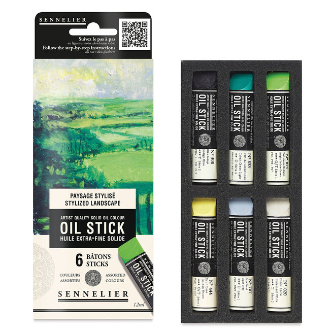 Sennelier Extra-Fine Oil Stick - 6 Mini Oil Sticks - Stylized landscape