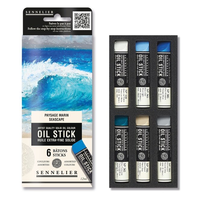 Sennelier Extra-Fine Oil Stick - 6 Mini Oil Sticks - Seascapе