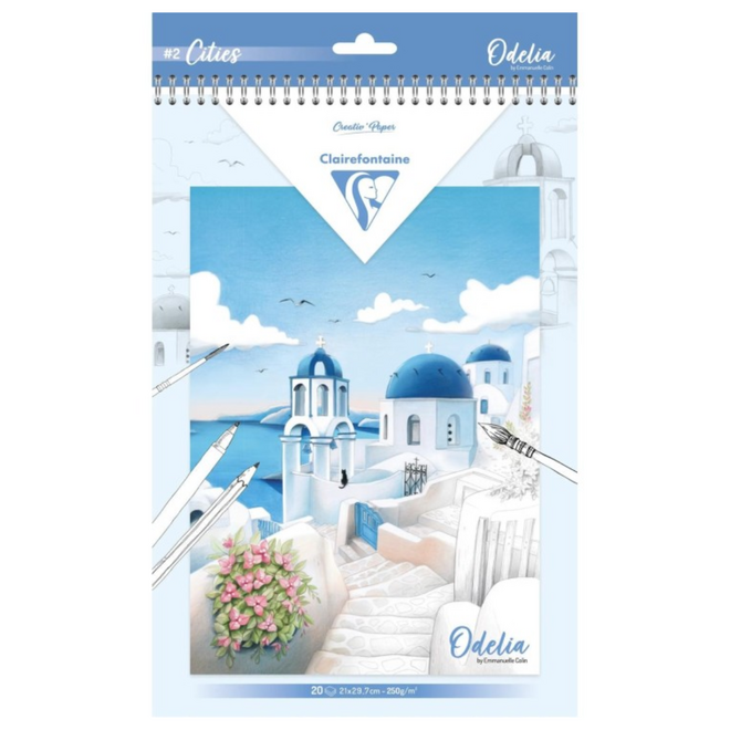Odelia Mixed Media Colouring Pad - 21x29.7cm, 250g, 20 Sheets - Cities