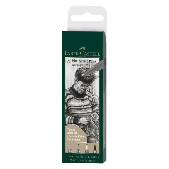 Faber Castell - Pitt Artist Pen India Ink 273 Warm Grey IV - 4pk (S, F, M, B)