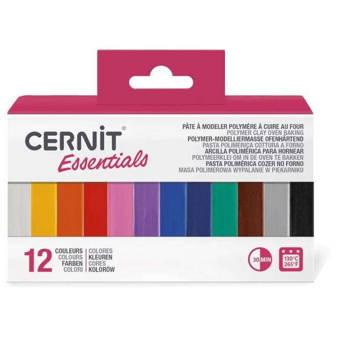 Cernit Oven Baking Polymer Clay - 12 x 25g Essentials