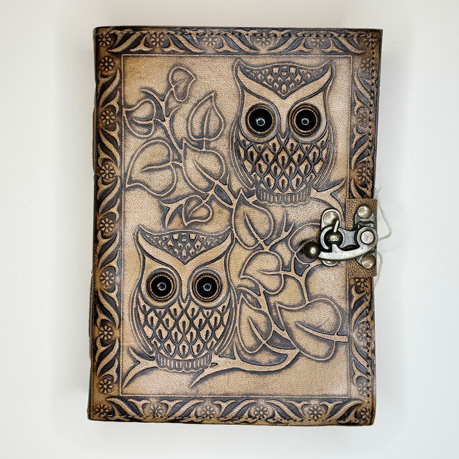 Antique Paper Journal - Owls w/ Clasp