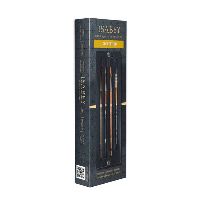 Isabey Watercolour Set - Assorted Brush Collection in Black Wooden Box