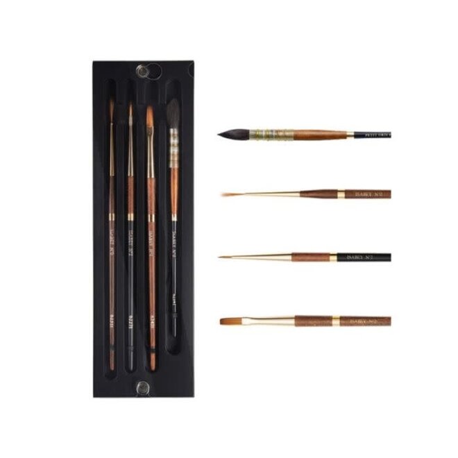 Isabey Watercolour Set - Assorted Brush Collection in Black Wooden Box