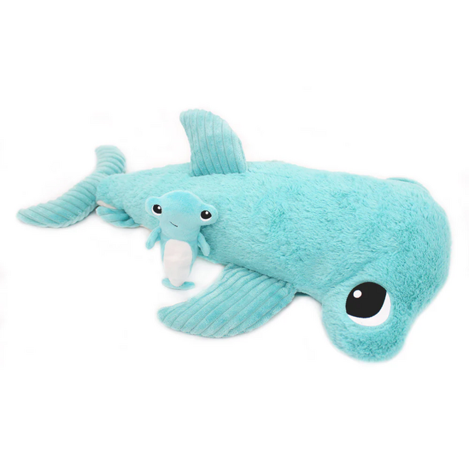 Les Ptipotos: Mom & Baby Plush - Clou Hammer Shark, Aqua
