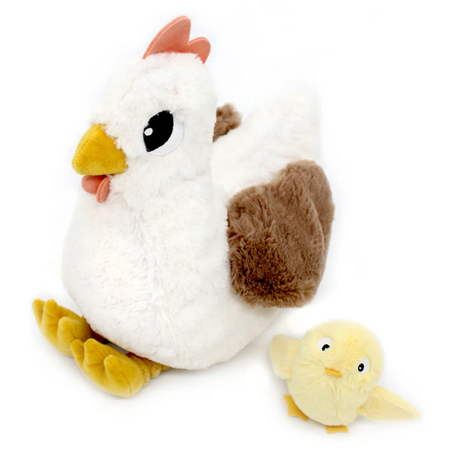 Les Ptipotos: Mom & Baby Plush - Pioupiou the Hen, White