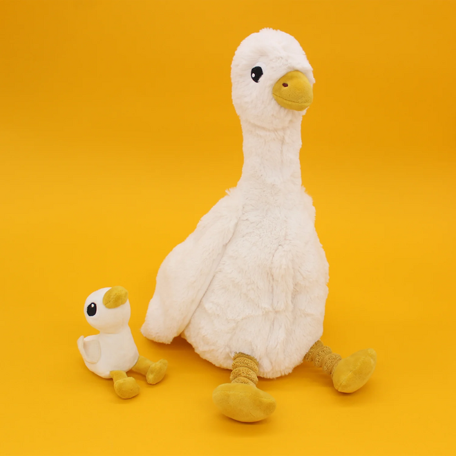 Les Ptipotos: Mom & Baby Plush - Jebongou Goose, White