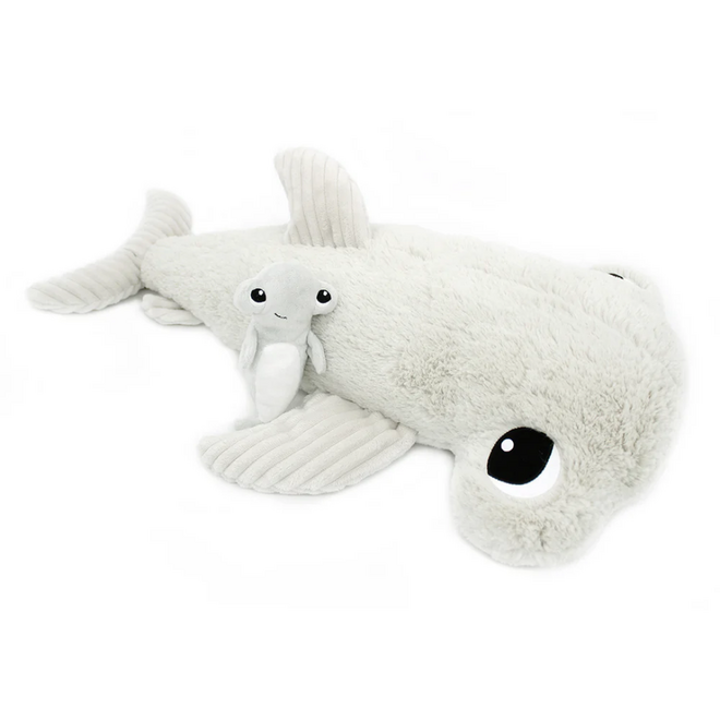 Les Ptipotos: Mom & Baby Plush - Clou Hammer Shark, Light Grey