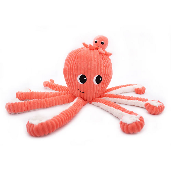Les Ptipotos: Mom & Baby Plush - Filou the Octopus, Coral