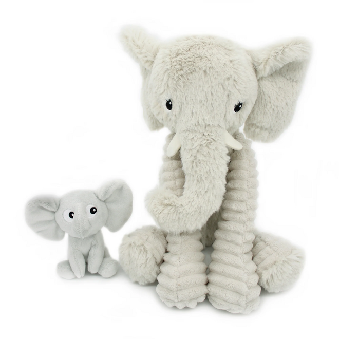 Les Ptipotos: Mom & Baby Plush - Dimoitou the Elephant, Light Grey