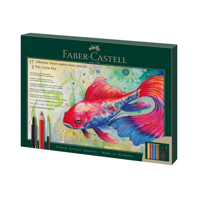 Faber Castell Albrecht Durer Watercolor Pencils + 3 Pitt Artists Pen India Ink Set