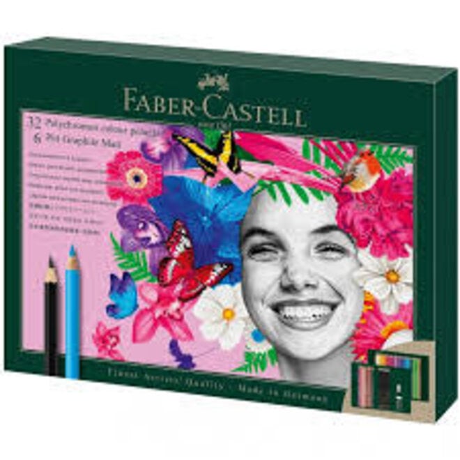 Faber Castell 32 + 6 Polychromos Coloured Pencil & Pitt Graphite Matt Set