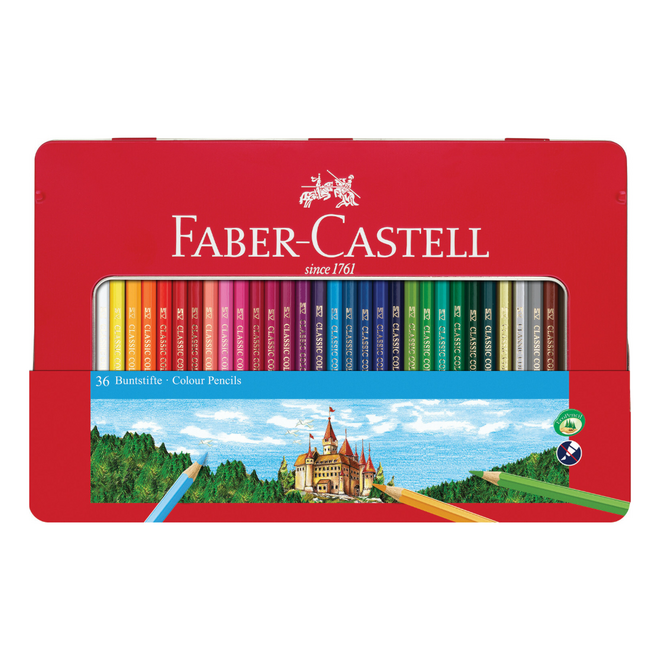 Faber-Castell Hexagonal Coloured Pencil Tin Box Of 36 Colours