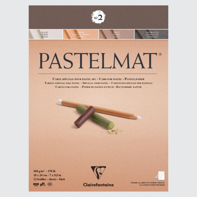 Clairefontaine Pastelmat 4 Shades White, 18Cmx24Cm Natural Sienna, Brown, Anthracite