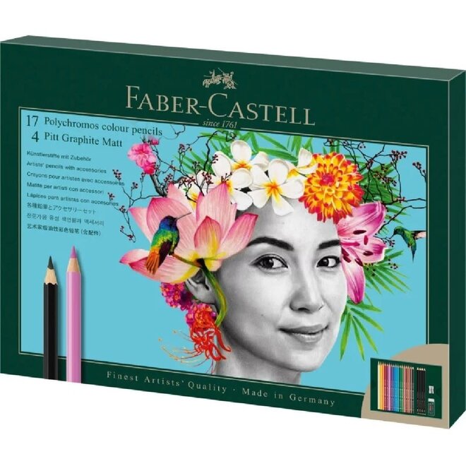 Faber Castell 17 + 4 Polychromos Coloured Pencil & Pitt Graphite Matt Set