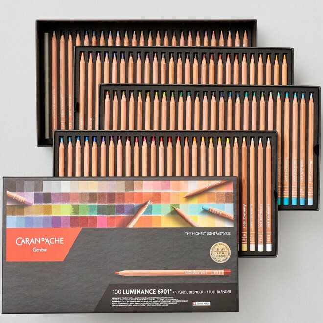 Caran d'Ache: Luminance 6901 Colour Pencil 100 Set + 1 Pencil Blender + 1 Full Blender