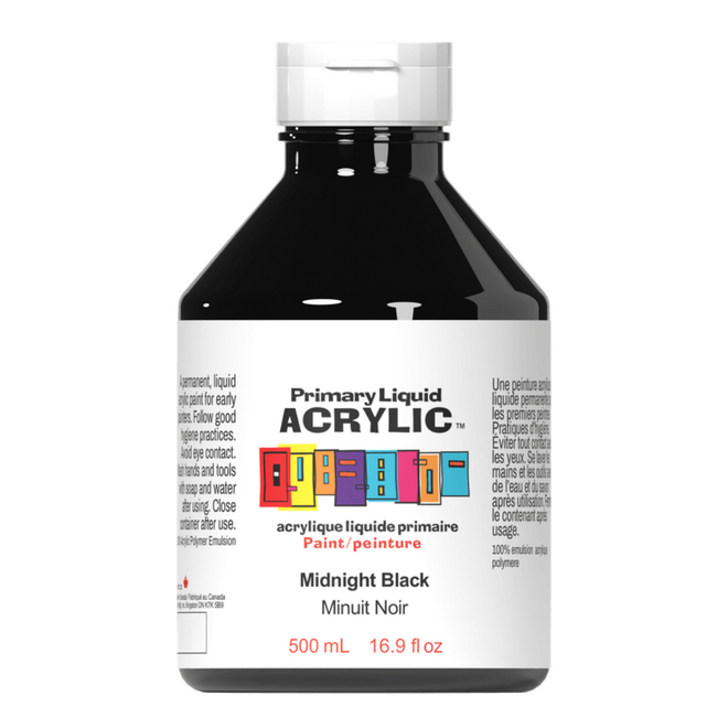 Primary Liquid Acrylic: Midnight Black - 500mL