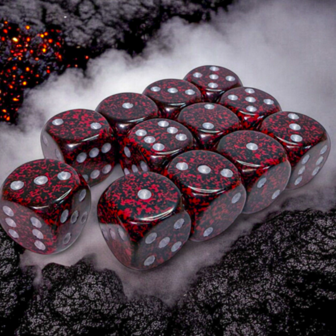 Chessex 16mm D6 Dice Set, 12pk - Speckled: Silver Volcano