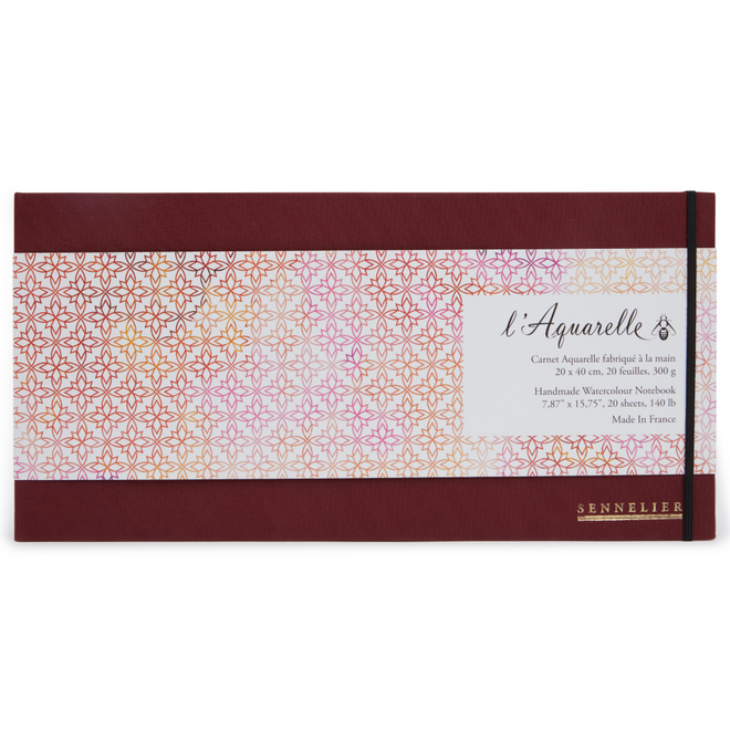 l'Aquarelle Sennelier: Handmade Watercolour Notebook - 20x40cm, 20 Sheets, 140lb